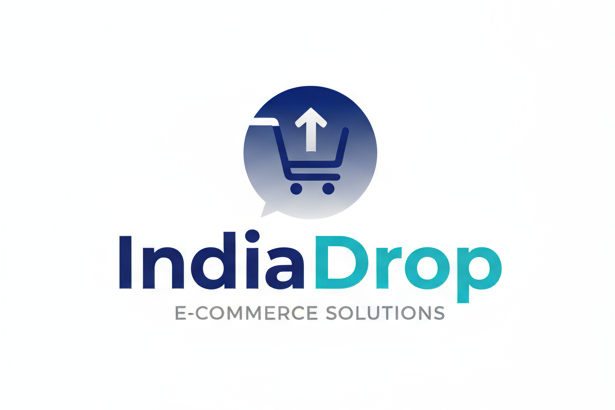 iNDIADROP LOGO WITH A CART FOR A E COMMERSECE STORE